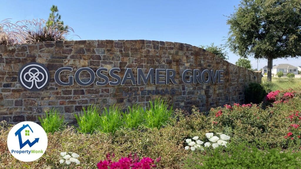 Signage at the entrance to the Gossamer Grove neighborhood in Bakersfield.