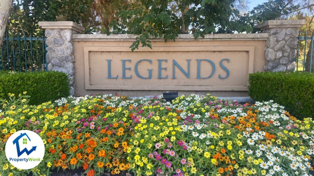 Signage at the entrance to the Legends neighborhood in Bakersfield.