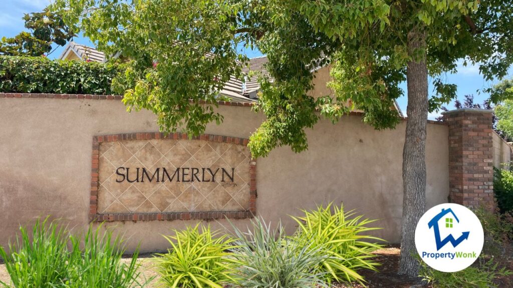 Signage at the entrance to the Summerlyn neighborhood in Bakersfield.