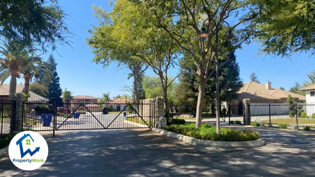Gate at the entrance to the Arbors neighborhood in Bakersfield.