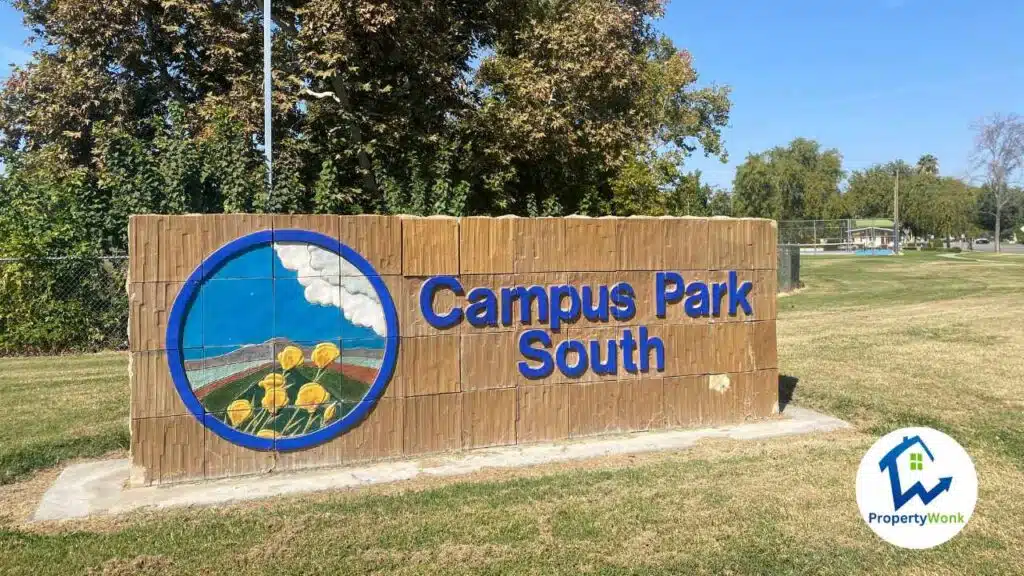 Signage for the Campus Park South neighborhood in Bakersfield.