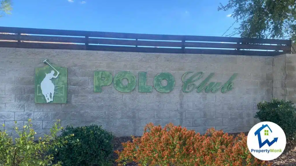 Signage at the entrance to the Polo Club neighborhood in Bakersfield.