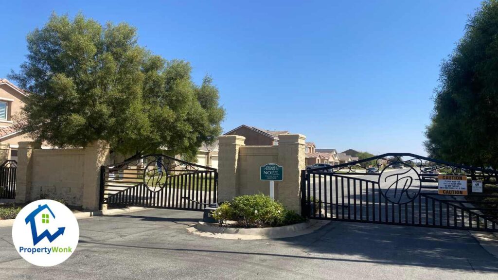 Gate at the entrance to the Saddleback at Tallus Ranch neighborhood in Bakersfield.