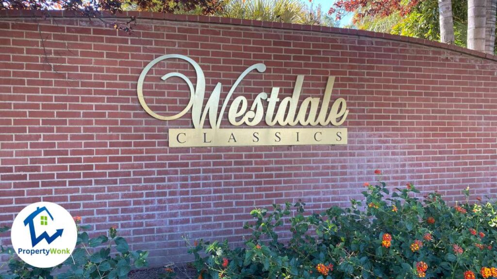 Signage at the entrance to the Westdale Classics neighborhood in Bakersfield.