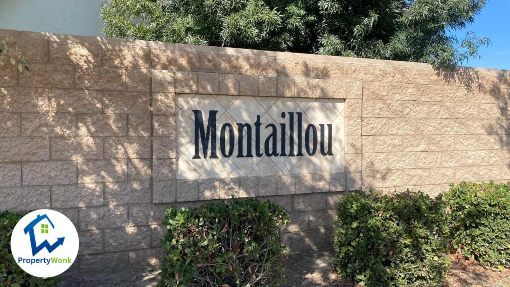 Signage at the entrance to the Montaillou neighborhood in Bakersfield.