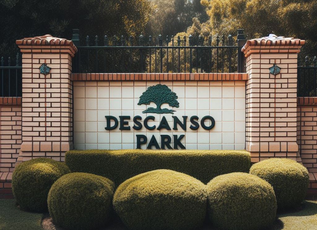 Signage for the Descanso Park neighborhood in Bakersfield.
