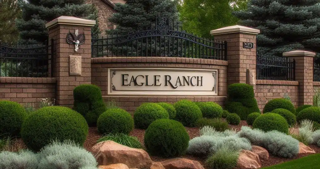 Signage for the Eagle Ranch neighborhood in Bakersfield.