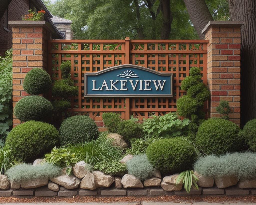 Signage for the Lakeview neighborhood in Bakersfield.