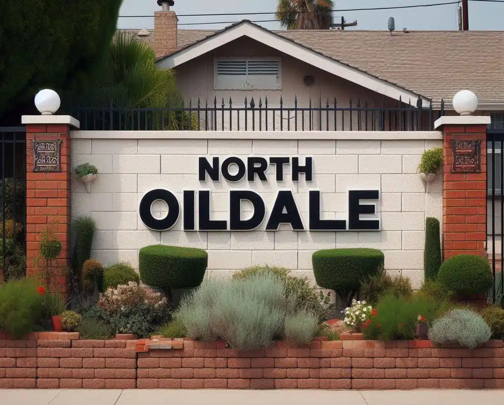 Signage for the Oildale North neighborhood in Bakersfield.