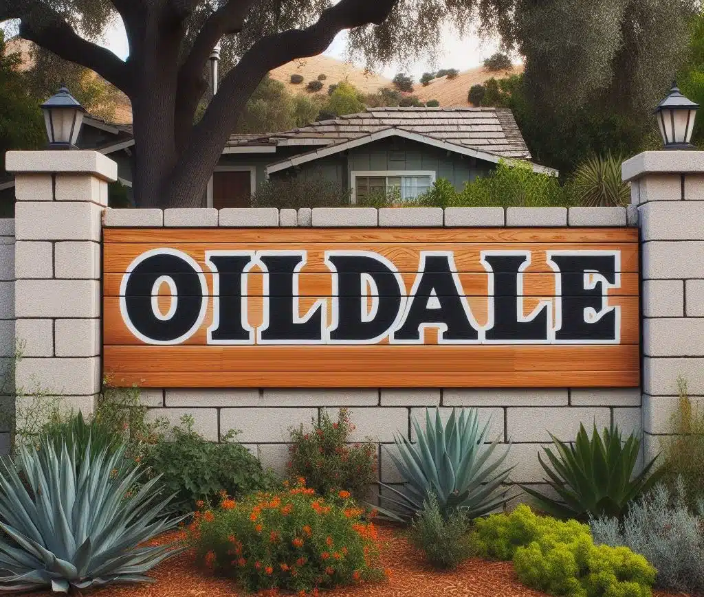 Signage for the Oildale neighborhood in Bakersfield.