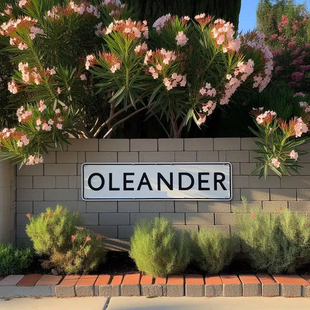 Signage for the Oleander - Sunset neighborhood in Bakersfield.