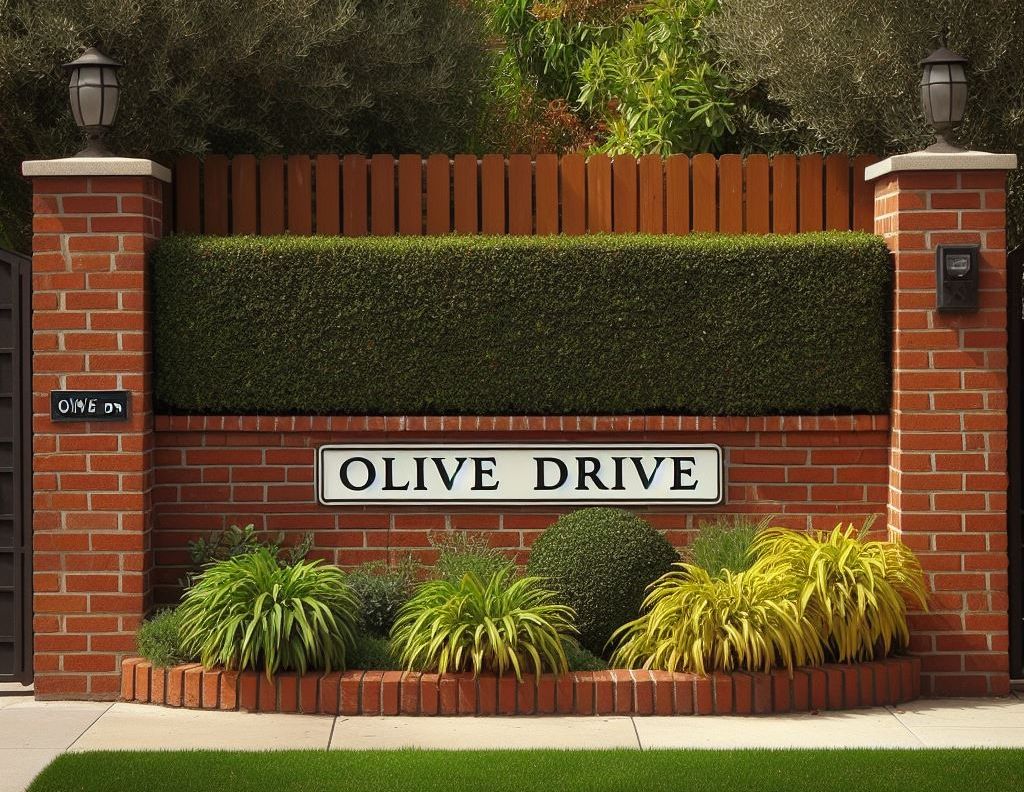 Signage for the Olive Drive neighborhood in Bakersfield.