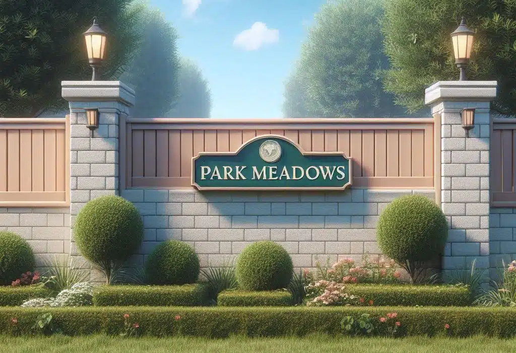 Signage for the Park Meadows neighborhood in Bakersfield.