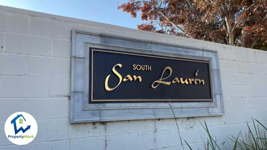 Signage at the entrance to the South San Lauren neighborhood in Bakersfield.
