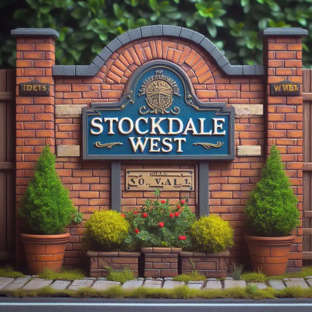 Signage for the Stockdale West neighborhood in Bakersfield.