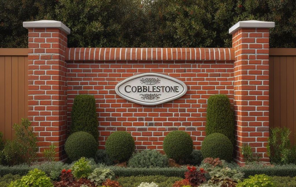 Signage for the Cobblestone neighborhood in Bakersfield.
