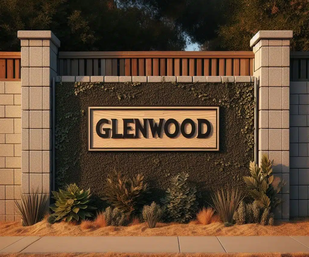 Signage for the Glenwood neighborhood in Bakersfield.