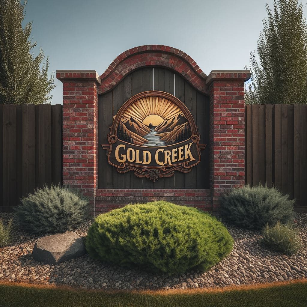 Signage for the Gold Creek neighborhood in Bakersfield.