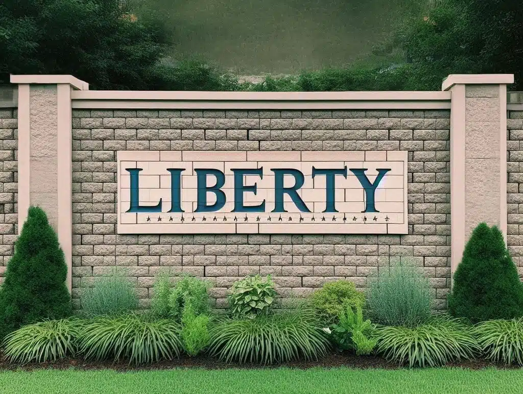 Signage for the Liberty neighborhood in Bakersfield.