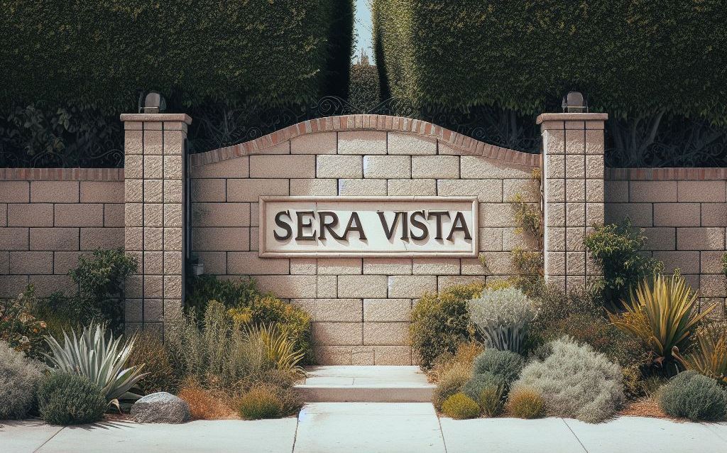 Signage for the Sera Vista neighborhood in Bakersfield.