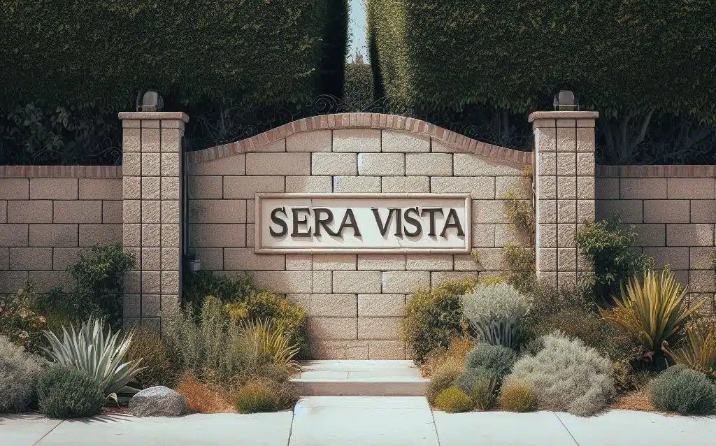 Signage for the Sera Vista neighborhood in Bakersfield.