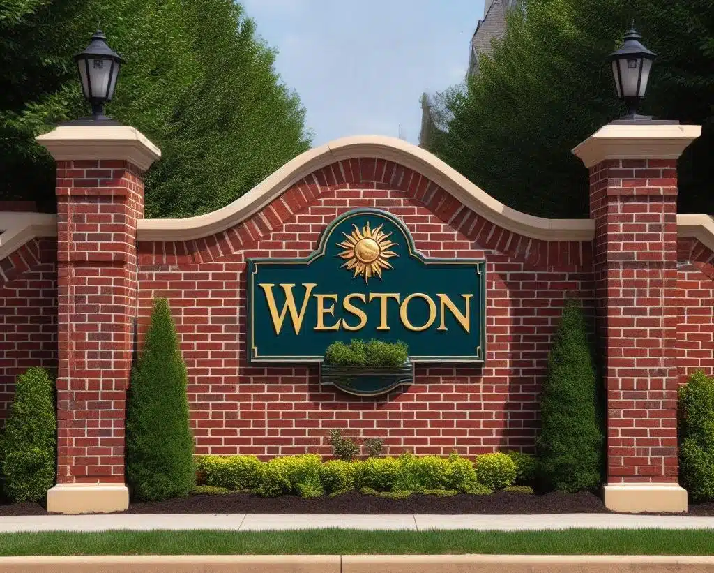 Signage for the Weston neighborhood in Bakersfield.