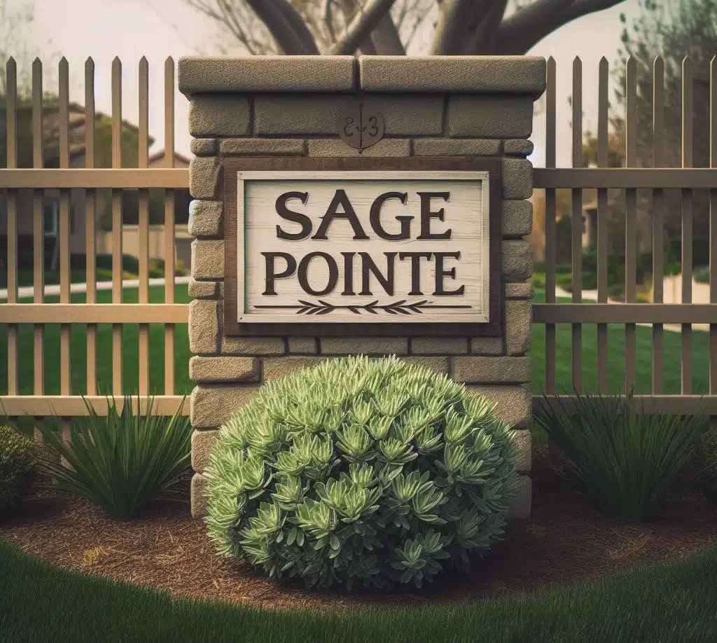 Signage for the Sagepointe neighborhood in Bakersfield.